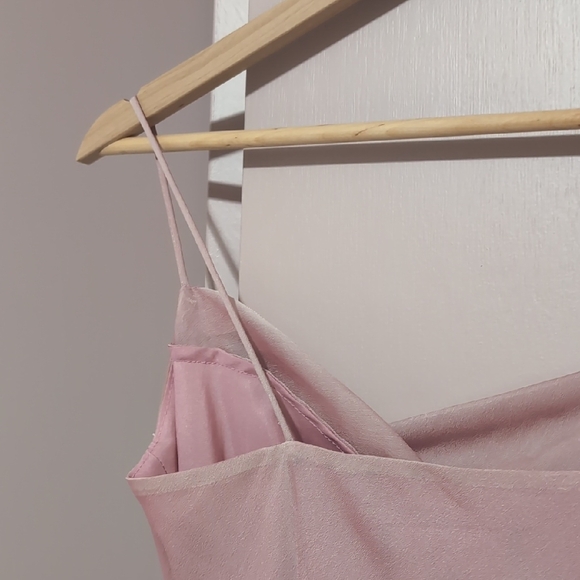 ALGO Pink Satin Slip Dress with Spaghetti Straps - Picture 5 of 7
